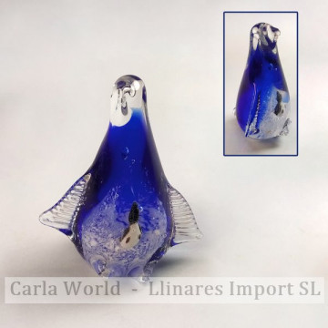 Artesanato de cristal. Pingüino azul. 10,5 cm