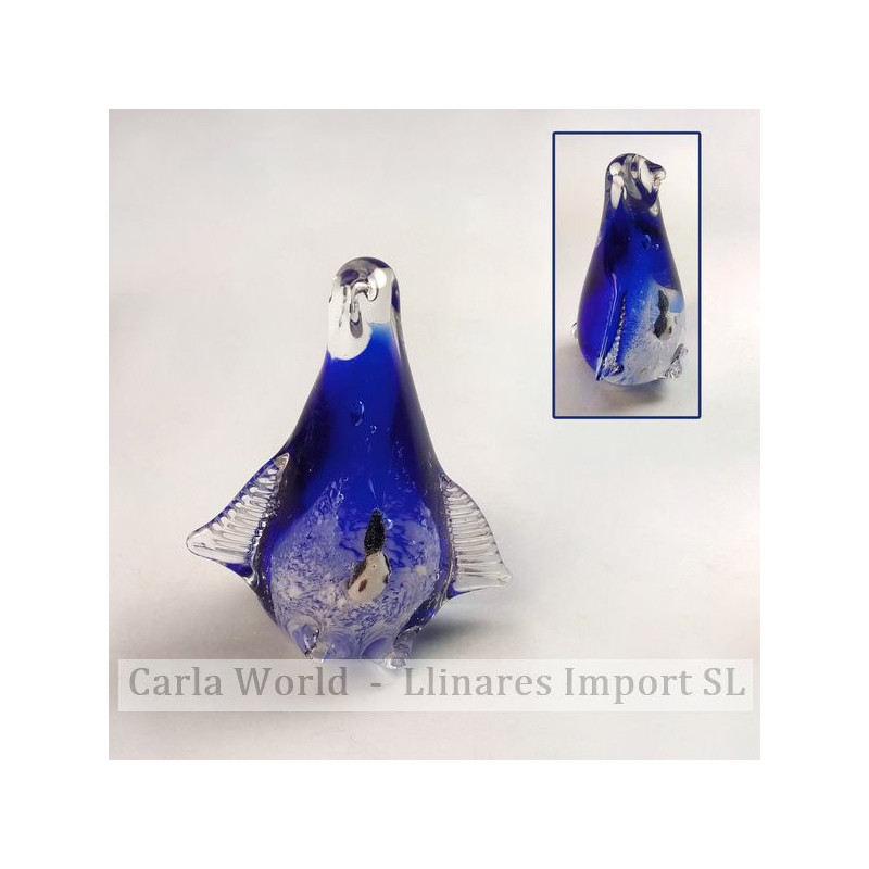 Artesanía cristal. Pingüino azul. 10,5 cm Artesanía cristal. Pingüino azul. 10,5 cm