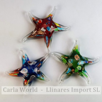 Artesanía cristal. Estrella Mar colores surtidos. 11 à 13 cm