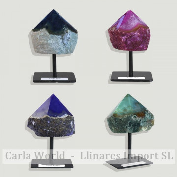 Agate tip Assorted colors metal base. 12x6cm approx.
