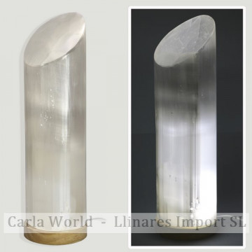 Cylinder Selenite Lamp. USB white light with adapter. 42cm