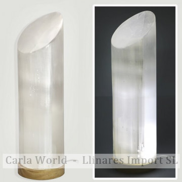 Cylinder Selenite Lamp. USB color change with adapter. 42.5cm