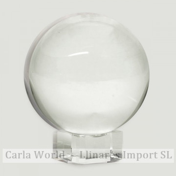 Smooth reconstituted crystal ball with base. 10cm.