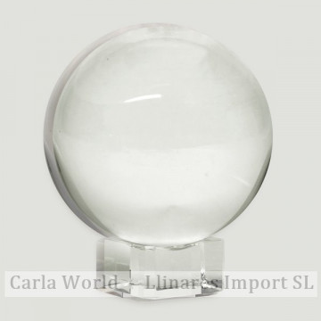 Boule de cristal reconstituée lisse avec base. 10cm.