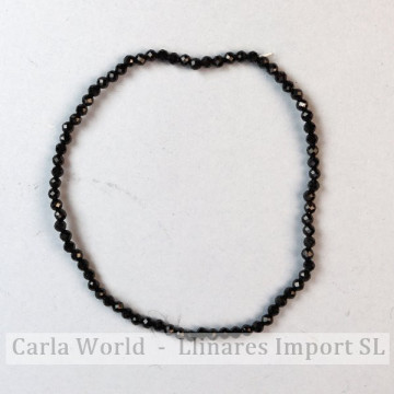 TURMALINA NEGRA. Pulsera bola facetada. 2mm. 