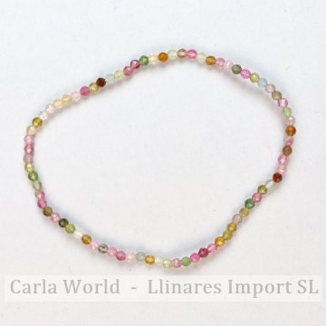 TURMALINA MULTICOLOR. Pulsera bola facetada. 2X3mm. 