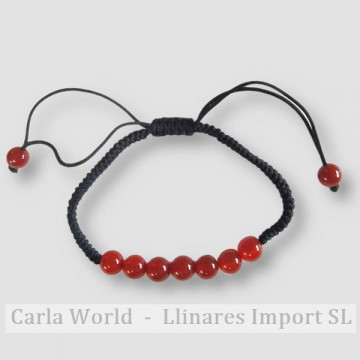 String bracelet 7 beads Carnelian Agate 6mm