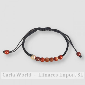 Bracelet thread 7 beads Jasper gap 6mm