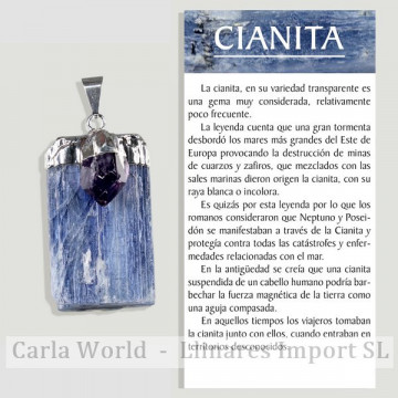 CIANITO NATURAL e PONTO AMETISTA. Electroplay Silver Pendant