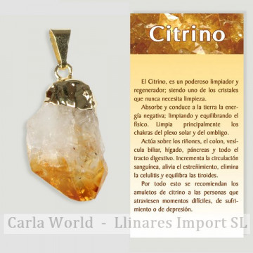 CITRINE. Golden tip pendant