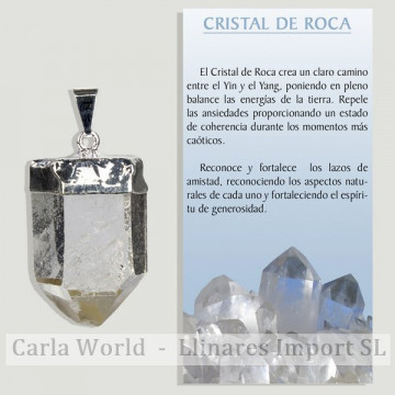 ROCK CRYSTAL. Silver tip pendant
