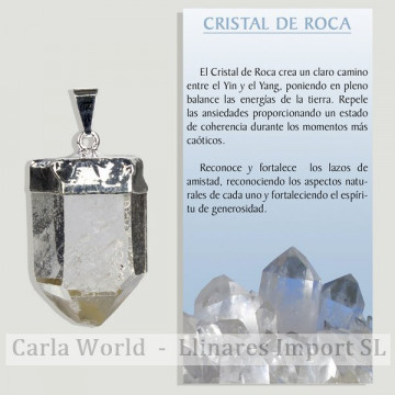 CRISTAL DE ROCHE. Pendentif pointe en argent