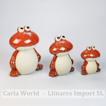 Set 3 frogs. Red ceramic. 7x9 / 9x12 / 12x15cm.