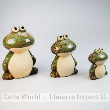 Set 3 frogs. Green ceramic. 7x9 / 9x12 / 12x15cm.