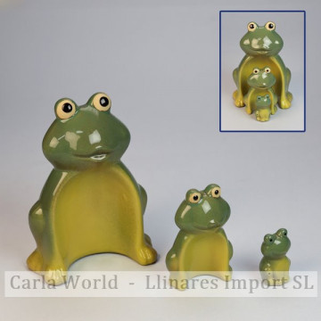 Set familia 3 Ranas. Cerámica. 12x16/6x9/3x5cm. 