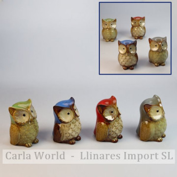 Owls Ceramics. Assorted colors. 6.5x6x8cm.