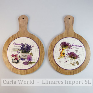 Lavender ceramic wood trivet. Assorted models. 19x27,5cm.
