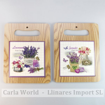 Lavender ceramic wood trivet. Assorted models. 19x25,5cm.