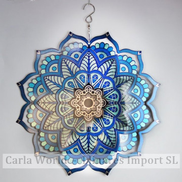 Spinner en acier. Mandala bleu. 30cm.