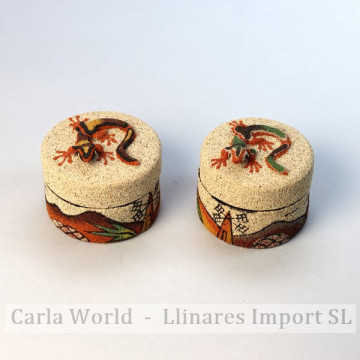 Terracotta and sand round...