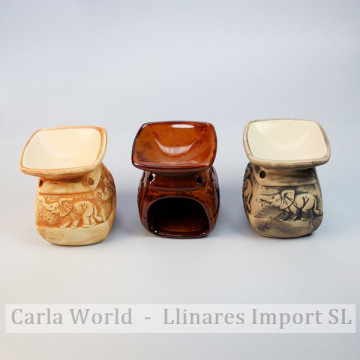 Ceramic burner. Elephant model. Assorted colors. 8x8x10cm
