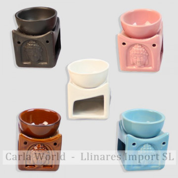 Ceramic burner. Buddha model. Assorted colors. 6x6x8cm.