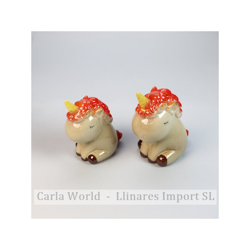 Set 2 unicornios cerámica. 12x7,5x14cm/10x6x12cm. Set 2 unicornios cerámica. 12x7,5x14cm/10x6x12cm.