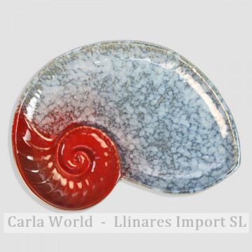 Ceramic shell plate. Nautilus model. 14.5x18x2.5cm