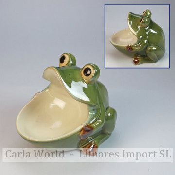 Open mouth ceramic frog. 14x16,5x14,5cm