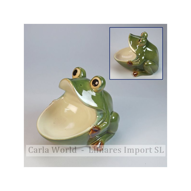 Sapo de cerâmica de boca aberta. 14x16,5x14,5cm Sapo de cerâmica de boca aberta. 14x16,5x14,5cm