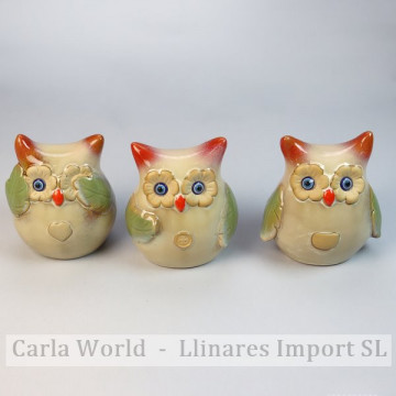 Ceramic owl. Assorted models. 9x7x11cm.
