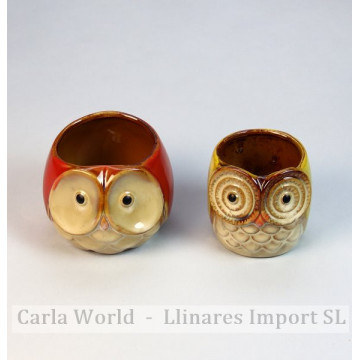Ceramic owl container 6x5,5x6cm / 8x8x6cm. (2mods).