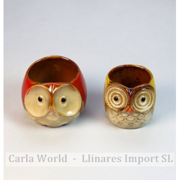 Conteneur hibou en céramique 6x5,5x6cm / 8x8x6cm. (2mods).