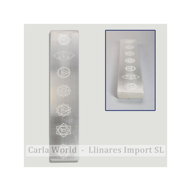 Selenita Barra rectangular grabado Chakra. 20cm. Selenita Barra rectangular grabado Chakra. 20cm.