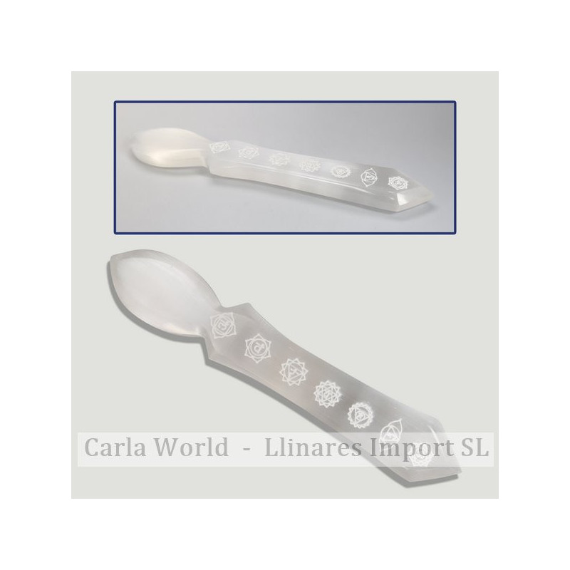 Selenita Barra poder grabada Chakra 30cm Selenita Barra poder grabada Chakra 30cm