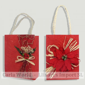 Paper bag decorated with flower 03. 12x16cm.