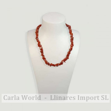 Gold clasp chip necklace. 40cm. Red Jasper.