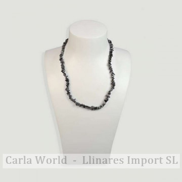 Collier puce à fermoir en or. 40cm. Obsidienne Nevada.