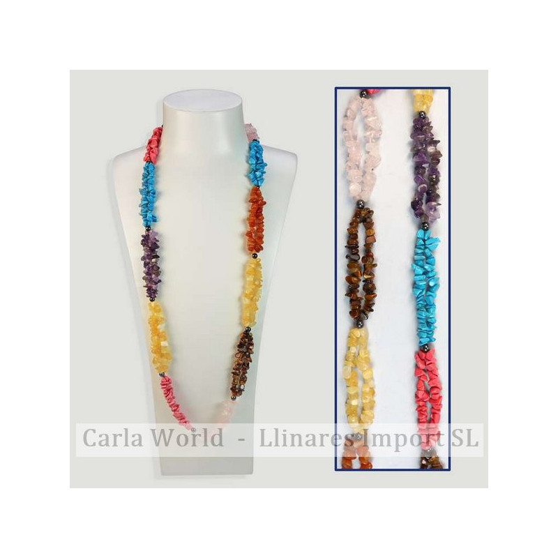 Colar 2 filas de chip multicolorido 90cm Colar 2 filas de chip multicolorido 90cm
