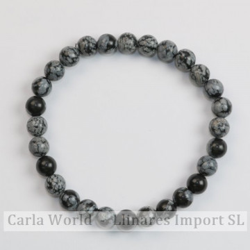 REPOSITION. Smooth ball bracelet. 6mm. Obsidian.