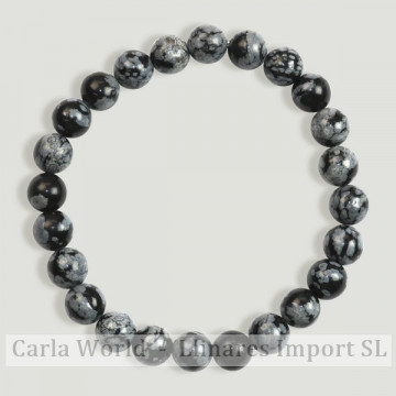 REPOSITION. Smooth ball bracelet. 8mm. Obsidian.