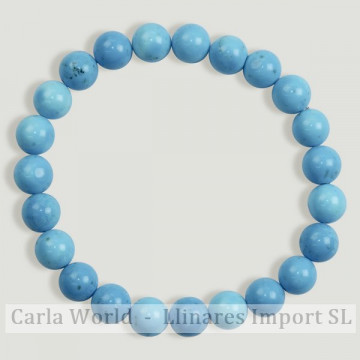 REMPLACEMENT. Bracelet boule lisse de 8 mm. Howlite turquoise.