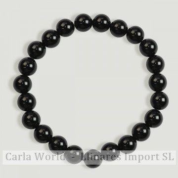 REPOSITION. Smooth ball bracelet. 8mm. Onyx.