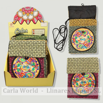 COLOR BAG. Assorted colors flower fabric bag. 14x18cm.