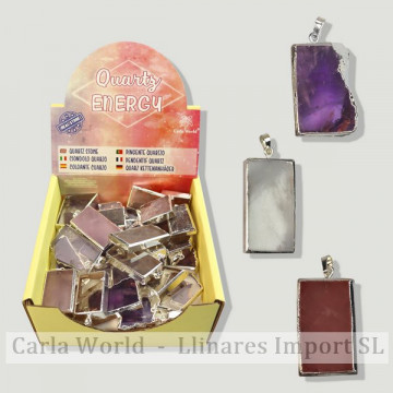 QUARTZ ENERGY. Assorted quartz electroplated pendant.