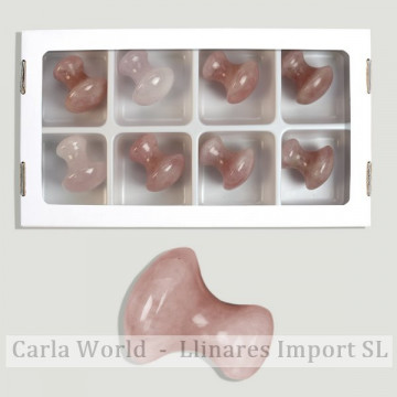 Gua Sha Mushroom Massager. Pink quartz. (Al8).