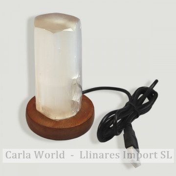 Lámpara Selenita Hexágono USB. 11,5cm. Aprox. 
