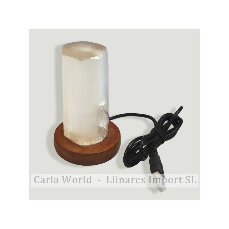 Lámpara Selenita Hexágono USB. 11,5cm. Aprox. Lámpara Selenita Hexágono USB. 11,5cm. Aprox.