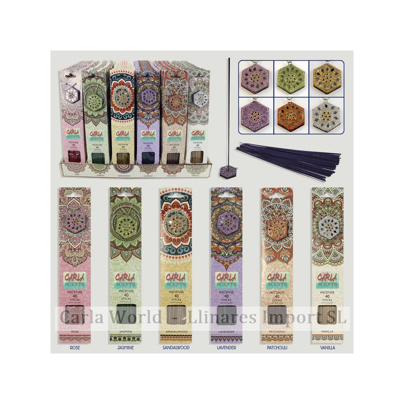 CARLA SCENTS. Incense set and incense holder. Exhibitor 45x31x31cm CARLA SCENTS. Incense set and incense holder. Exhibitor 45x31x31cm