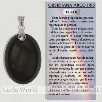 RAINBOW OBSIDIAN. Silver pendant. Assorted shapes.